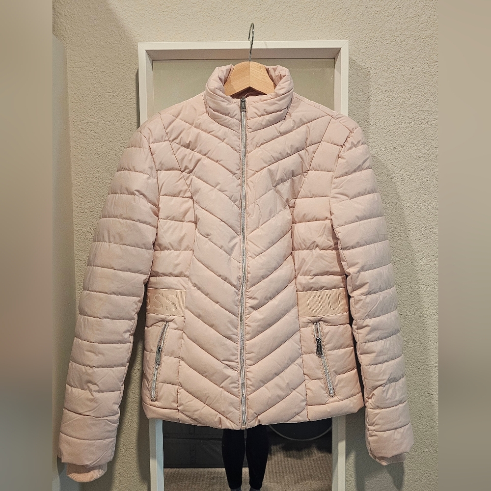 Guess Blush Pink Puffer Jacket Only Wear Once